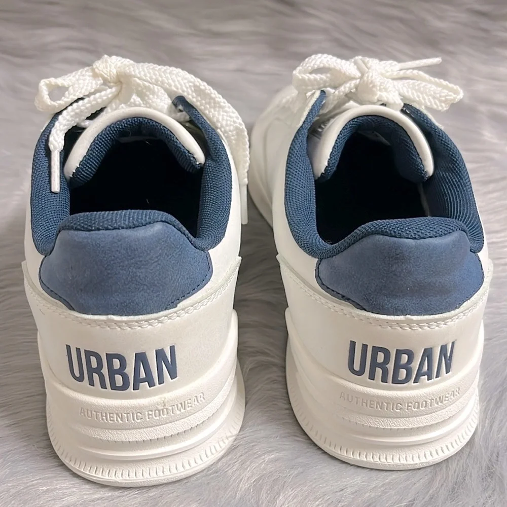 EUC White & Blue Low-Top Sneakers